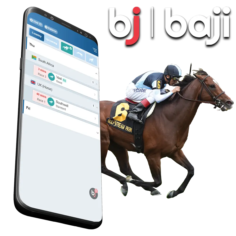 Place your horse racing bets on Baji in the dedicated Horsebook section.