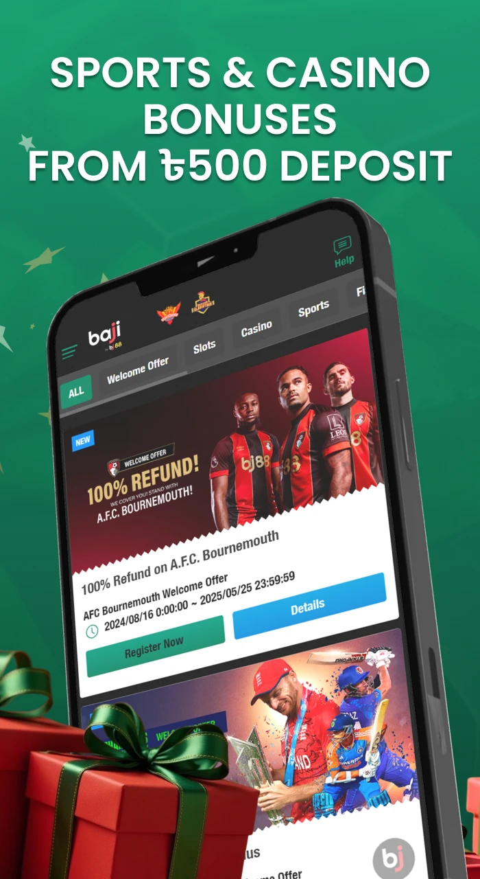 Discover the casino and sports bonuses in the Baji bet app for Bangladeshi users.